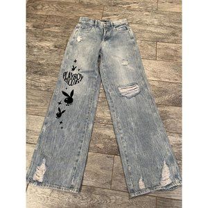 NWT Pacsun Playboy Limited Edition 26 Jeans Denim High Waist Distressed‎ Y2K 80s